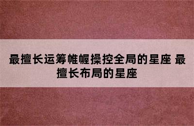 最擅长运筹帷幄操控全局的星座 最擅长布局的星座